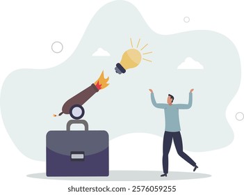 Launch new business idea, creativity and innovative winning solution, entrepreneurship or start up business concept.flat characters.