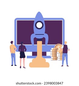 The launch of a new business in a young developing company flat style illustration vector design