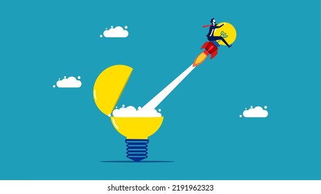 Launch new ideas. The light bulb rocket flew out of the light bulb