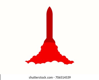 Launch of a nuclear missile. Atomic bomb. Launch rocket. Vector illustration