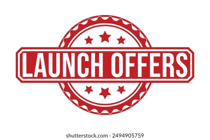 Launch Offers red rubber stamp vector design.