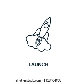 Launch outline icon. Thin line element from crowdfunding icons collection. UI and UX. Pixel perfect launch icon for web design, apps, software, print usage