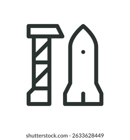 Launch pad line icon, spaceport vector symbol with editable stroke