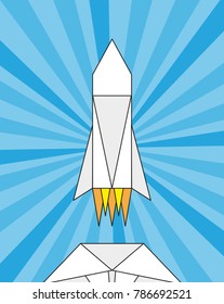 launch of a paper rocket, origami
