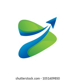 launch play logo with play button and paper plane combination