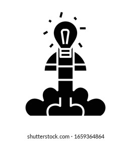 Launch product black icon, concept illustration, vector flat symbol, glyph sign.