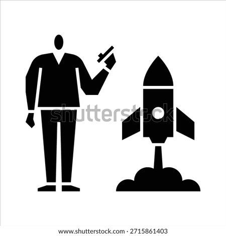 launch project glyph icon. launch rocket illustration.