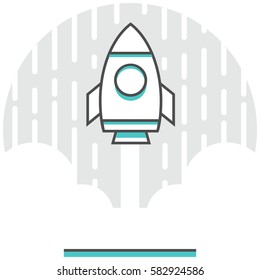 Launch Project - Infographic Icon Elements from Web Development Set. Flat Thin Line Icon Pictogram for Website and Mobile Application Graphics.