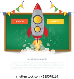 Launch project,business start up concept design,clean vector