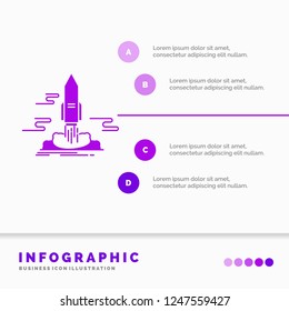 launch, Publish, App, shuttle, space Infographics Template for Website and Presentation. GLyph Purple icon infographic style vector illustration.