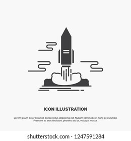 launch, Publish, App, shuttle, space Icon. glyph vector gray symbol for UI and UX, website or mobile application