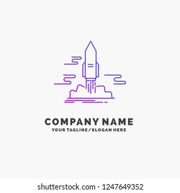 launch, Publish, App, shuttle, space Purple Business Logo Template. Place for Tagline