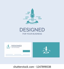 launch, Publish, App, shuttle, space Business Logo Glyph Icon Symbol for your business. Turquoise Business Cards with Brand logo template.
