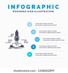 launch, Publish, App, shuttle, space Infographics Template for Website and Presentation. GLyph Gray icon with Blue infographic style vector illustration.