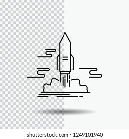 launch, Publish, App, shuttle, space Line Icon on Transparent Background. Black Icon Vector Illustration