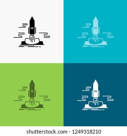 launch, Publish, App, shuttle, space Icon Over Various Background. glyph style design, designed for web and app. Eps 10 vector illustration
