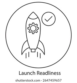  Ícone de Prontidão de Lançamento, Pronto para Decolagem Garantindo a Execução Contínua do Lançamento, do Planejamento ao Lançamento Mastering Readiness for Success, vetor