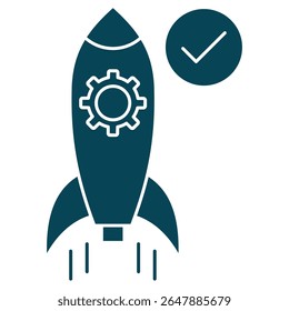 Ícone de Prontidão de Lançamento, Pronto para Decolagem Garantindo a Execução Contínua do Lançamento, do Planejamento ao Lançamento Mastering Readiness for Success, vetor
