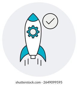 Ícone de Prontidão de Lançamento, Pronto para Decolagem Garantindo a Execução Contínua do Lançamento, do Planejamento ao Lançamento Mastering Readiness for Success, vetor