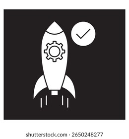 Ícone de Prontidão de Lançamento, Pronto para Decolagem Garantindo a Execução Contínua do Lançamento, do Planejamento ao Lançamento Mastering Readiness for Success, vetor