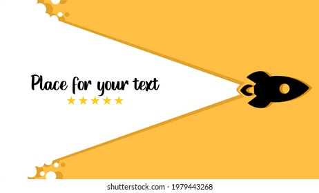 Launch a rocket and advertising. Concept of starting a new project. place for your text.