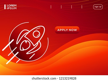 Launch Rocket Background, Web Template, Red and Orange Texture, Cool Pattern, Business Startup Website, Vector Design