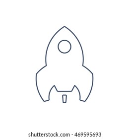 launch rocket icon or button in flat style with long shadow, isolated vector illustration on transparent background