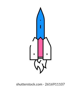 launch rocket line icon vector. launch rocket sign. isolated symbol illustration