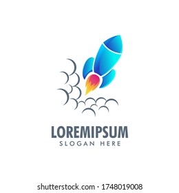 launch rocket logo with gradient color