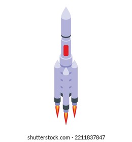 Launch rocket mission icon isometric vector. Start shuttle. Speed fire