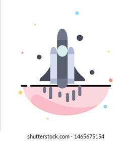 Launch, Rocket, Space, Technology Abstract Flat Color Icon Template. Vector Icon Template background