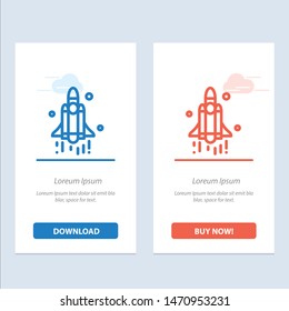 Launch, Rocket, Space, Technology  Blue and Red Download and Buy Now web Widget Card Template. Vector Icon Template background