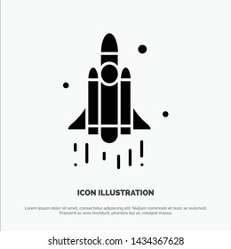 Launch, Rocket, Space, Technology solid Glyph Icon vector