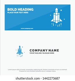 Launch, Rocket, Space, Technology SOlid Icon Website Banner and Business Logo Template
