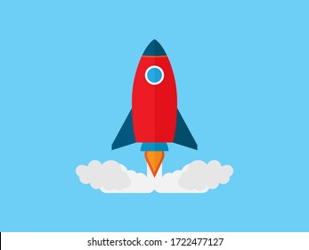 Launch, Rocket, Startup Icon. Vector Illustration, Flat Design.