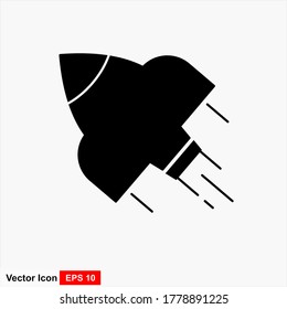 Launch, rocket, startup icon. Vector illustration, flat design.