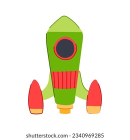 launch rocket toy cartoon. science future, yellow ship, travel technology launch rocket toy sign. isolated symbol vector illustration