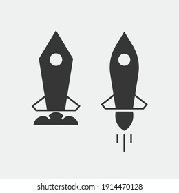lanzamiento espacial de lanzamiento de icono de vector de cohete de lanzamiento