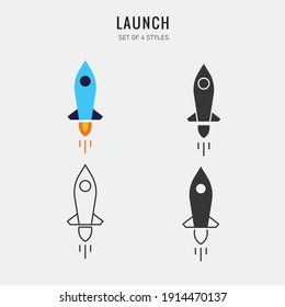 launch rocket vector icon launching spaceship