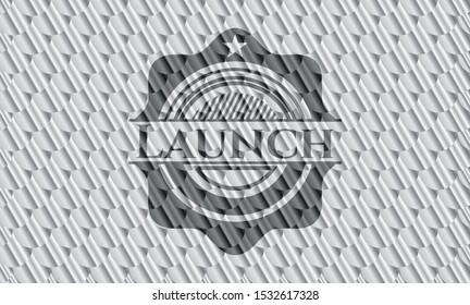 Launch silver shiny badge. Scales pattern. Vector Illustration. Detailed.