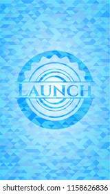 Launch sky blue emblem with mosaic background