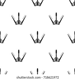 Launch of the spaceship. Space technology single icon in black style vector symbol stock illustration web.