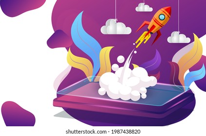 Launch of startup a business project concept