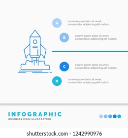 launch, startup, ship, shuttle, mission Infographics Template for Website and Presentation. Line Blue icon infographic style vector illustration