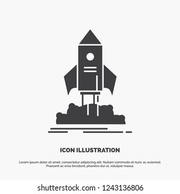 launch, startup, ship, shuttle, mission Icon. glyph vector gray symbol for UI and UX, website or mobile application