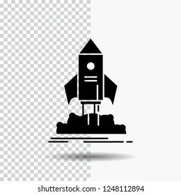 launch, startup, ship, shuttle, mission Glyph Icon on Transparent Background. Black Icon
