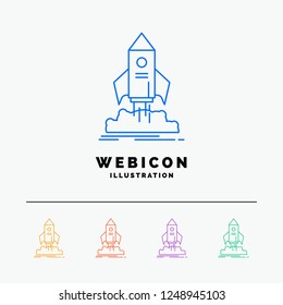 launch, startup, ship, shuttle, mission 5 Color Line Web Icon Template isolated on white. Vector illustration