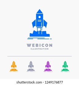 launch, startup, ship, shuttle, mission 5 Color Glyph Web Icon Template isolated on white. Vector illustration