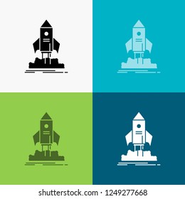 launch, startup, ship, shuttle, mission Icon Over Various Background. glyph style design, designed for web and app. Eps 10 vector illustration
