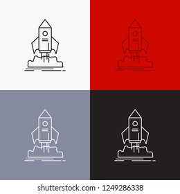 launch, startup, ship, shuttle, mission Icon Over Various Background. Line style design, designed for web and app. Eps 10 vector illustration